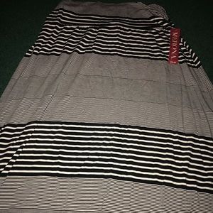Black and White Striped Maxi Skirt